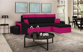 NEVADA Kinyitható sarokkanapé Fekete/rózsaszín