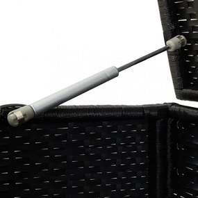 fekete polyrattan kerti tárolóláda 200 x 50 x 60 cm