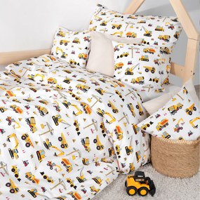 Goldea gyerek pamut ágyneműhuzat - teherautók és kotrógépek 140 x 200 és 70 x 90 cm