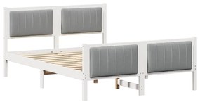 Ágykeret Fehér és világosszürke 140 x 190 cm Tömör fenyőfa