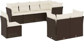 vidaXL 8 részes barna polyrattan kerti ülőgarnitúra párnákkal
