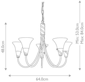 Elstead EM5-COPPER - Csillár láncon EMILY 5xE14/40W/230V