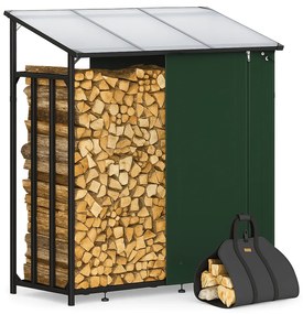 CORINA tüzifaház, 198x163x70cm, antracit/zöld Gardebruk
