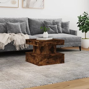 Füstös tölgy színű dohányzóasztal LED-lámpákkal 50 x 50 x 40 cm