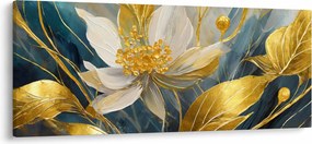 Kép - Festmény arany virágok (120x50 cm)