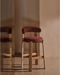 Terrakotta színű-világos natúr színű kőrisfa bárszék (ülésmagasság 75 cm) Granite – Kave Home