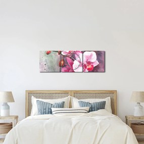 Kép - Orchideák, akvarell (órával) (90x30 cm)
