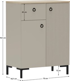 Komód, szürkésbarna Taupe/silverjack tölgy, DOMCA 2D1S