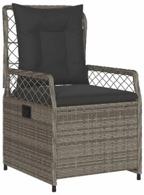 3 részes szürke polyrattan kerti étkezőgarnitúra párnával