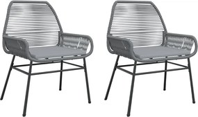 vidaXL 2 db szürke polyrattan kerti szék párnákkal