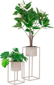 Marla virágcserepek, acél, bézsszürke, 2db