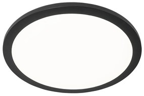 Mennyezeti lámpa fekete 40 cm beépített LED-del, 3 fokozatú fényerő-szabályozással, IP44 - Steve