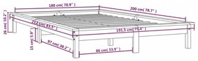 Super King Size fekete tömör fenyőfa ágykeret 180 x 200 cm