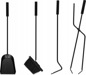 Kandalló Kiegészítők Fekete Rozsdamentes Acél 4 Részes Szett 15 X 23,5 X 67