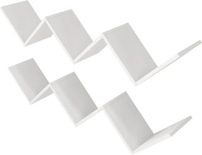 Zig fali polc, fehér, 129 cm