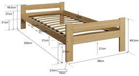 Fa ágy 90x200 Fumi VitBed dió + Matrac 90x200cm Kassandra