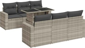 vidaXL 7 részes világosszürke polyrattan kerti ülőgarnitúra párnákkal