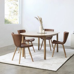 Natúr színű bővíthető étkezőasztal tölgyfa dekoros asztallappal 100x190 cm Gallina – Unique Furniture