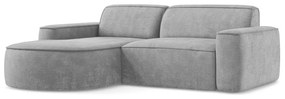 Világosszürke zsenília sarokkanapé (bal oldali-heverő résszel) Omao – Makamii