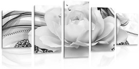 5 részes kép luxus rózsa fekete fehérben
