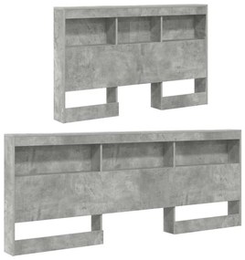 Tároló fejtámla polcokkal tárolóval Beton szürke 120 cm Faanyag