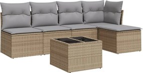 vidaXL 6 részes bézs polyrattan kerti ülőgarnitúra párnával
