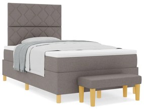 Box Spring ágy matraccal és padláccal taupe 120x190 cm szövet