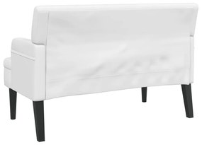 fehér műbőr pad háttámlával 112x65,5x75 cm