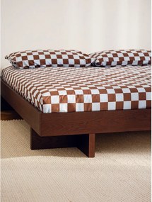 Natúr színű MDF franciaágy ágytámla nélkül ágyráccsal 180x200 cm tölgyfa dekorral Kito – noo.ma