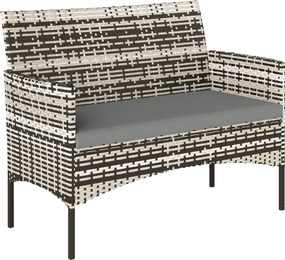 Outsunny 2 személyes rattan kerti kanapé párnákkal — időjárásálló, világosszürke | Aosom