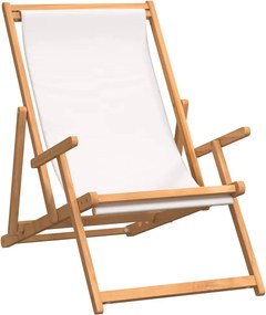 vidaXL krémszínű tömör tíkfa összecsukható strandszék