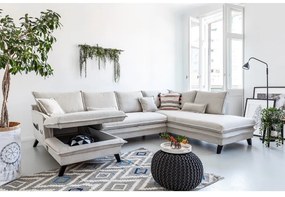 Charming Charlie világosbézs kinyitható U alakú kanapé, jobb oldali - Miuform