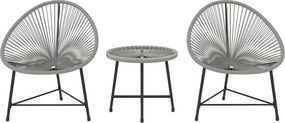Outsunny polyrattan kerti szett, 3 részes, 2 személyes — 2 Acapulco-stílusú szék és üvegasztal, időjárásálló, szürke | Aosom