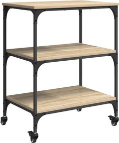 vidaXL Konyhai kocsi Sonoma tölgy 60 x 41 x 76 cm Faanyag