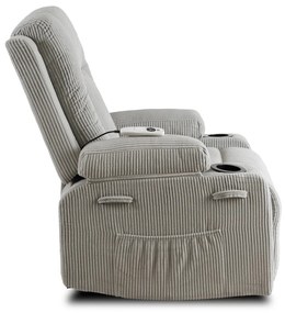 Elektromosan Vezérelhető Masszázsfunkciós Relaxfotel Szürke Kordbársony Kárpittal. BOX2