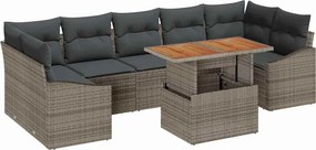 vidaXL Kert étkező szett párnával 8 pcs Szürke és Barna