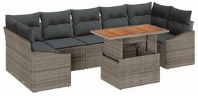 vidaXL Kert étkező szett párnával 8 pcs Szürke és Barna