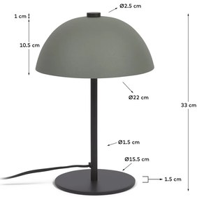 Zöld asztali lámpa fém búrával (magasság 33 cm) Aleyla – Kave Home