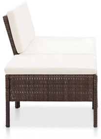 3-részes barna polyrattan kerti ülőgarnitúra párnákkal