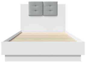 fehér szerelt fa ágykeret fejtámlával 90 x 200 cm