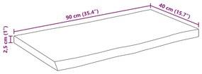 tömör mangófa természetes élű asztallap 90 x 40 x 2,5 cm