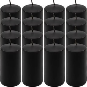 Gyertya készlet 10 cm Ø 5 cm 16 db fekete