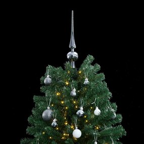 csuklópántos műkarácsonyfa 300 LED-del és gömbökkel 210 cm