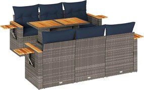 vidaXL 7 részes szürke polyrattan kerti ülőgarnitúra párnákkal