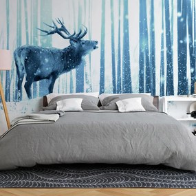 Öntapadó fotótapéta - Deer in the Snow (Blue)