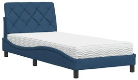 kék szövet ágy matraccal 80x200 cm