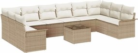 vidaXL Kerti Kanapé Szett párnával 11 pcs Bézs Poli rattan