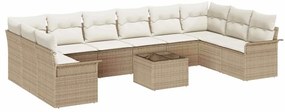 vidaXL Kerti Kanapé Szett párnával 11 pcs Bézs Poli rattan