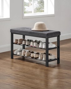 Cipősszekrény paddal és szürke ülőkével MOBRIX 81x49 cm, fekete