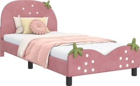 vidaXL Gyerekágy kerettel fejtámlával Rózsaszín 80 x 200 cm Bársony